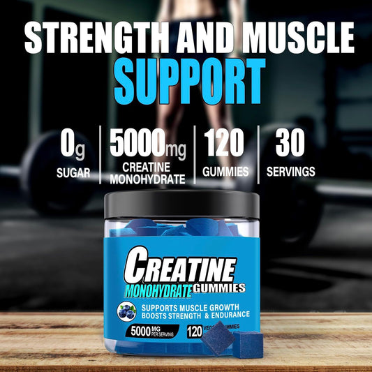 Creatina⚡💪 ¡Potencia Tu Crecimiento! Creatina Pura🍬🐛 en Gomitas🍬🐛 - Frasco con 120 Dosis 💥🦍📈🔥 ⚡💪🚀